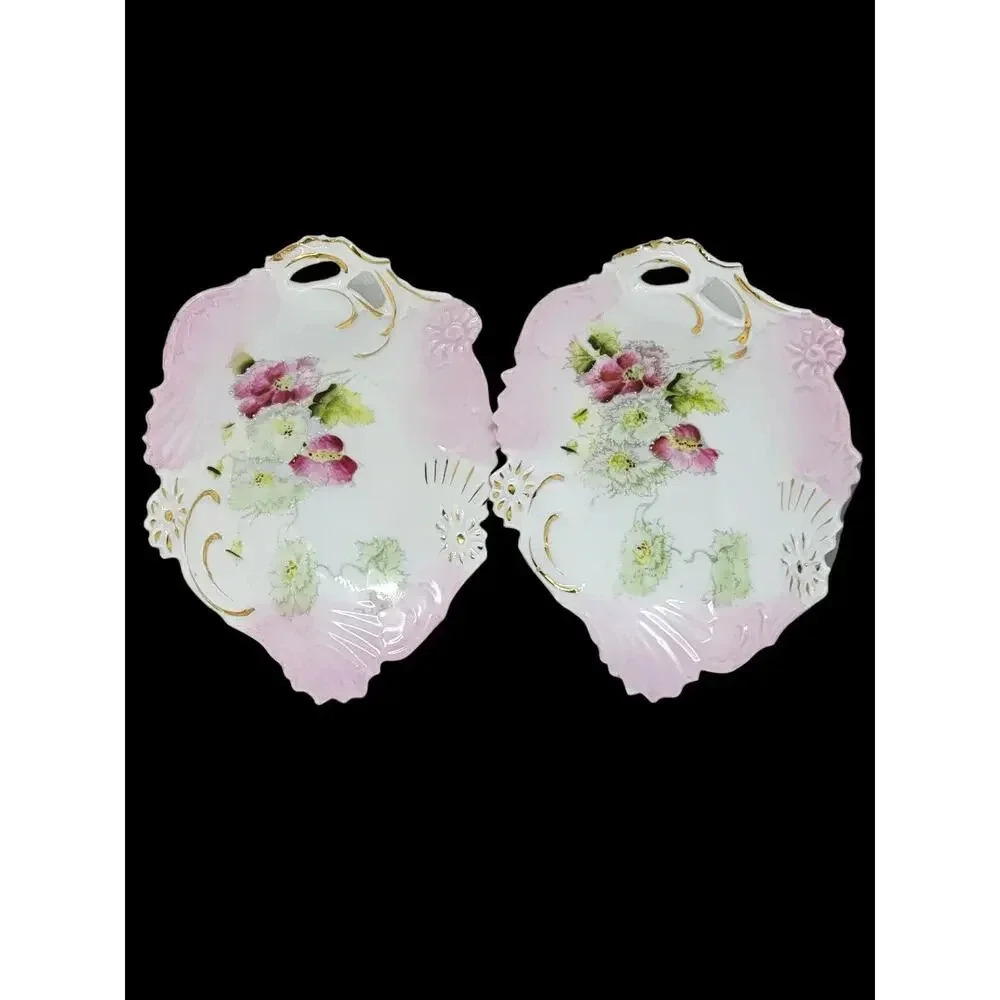 Beautiful Vintage Fine China Hand Painted Floral Candy Dish Set